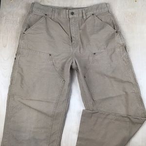 Carhartt Mens Double Front Canvas Work Loose Original Fit Pants 34x32 B195 DKH